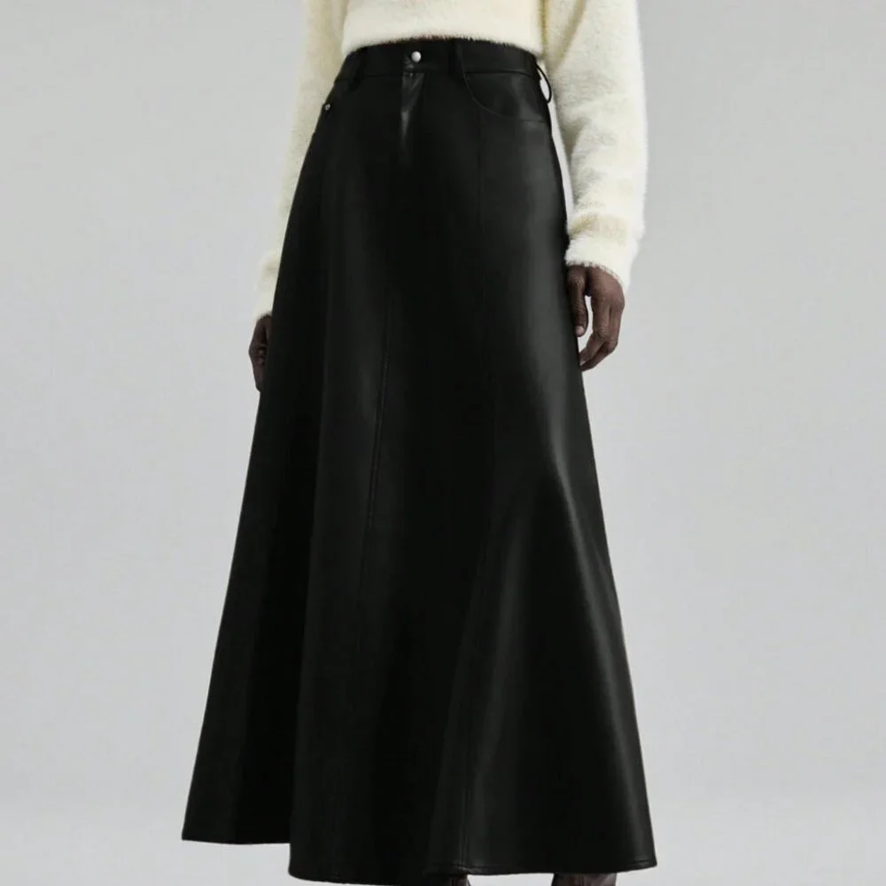 Black Elegant Women's A-Line Skirt